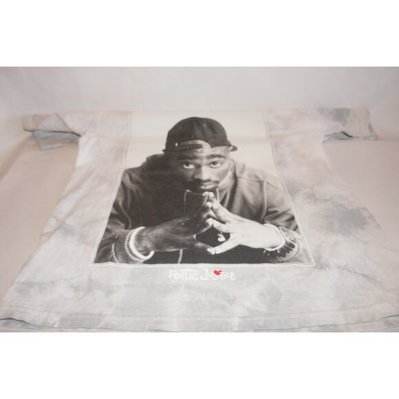 Tupac Tie Dye Gray and White Poetic Justice T-Shirt Sz Med - Picture 8 of 16